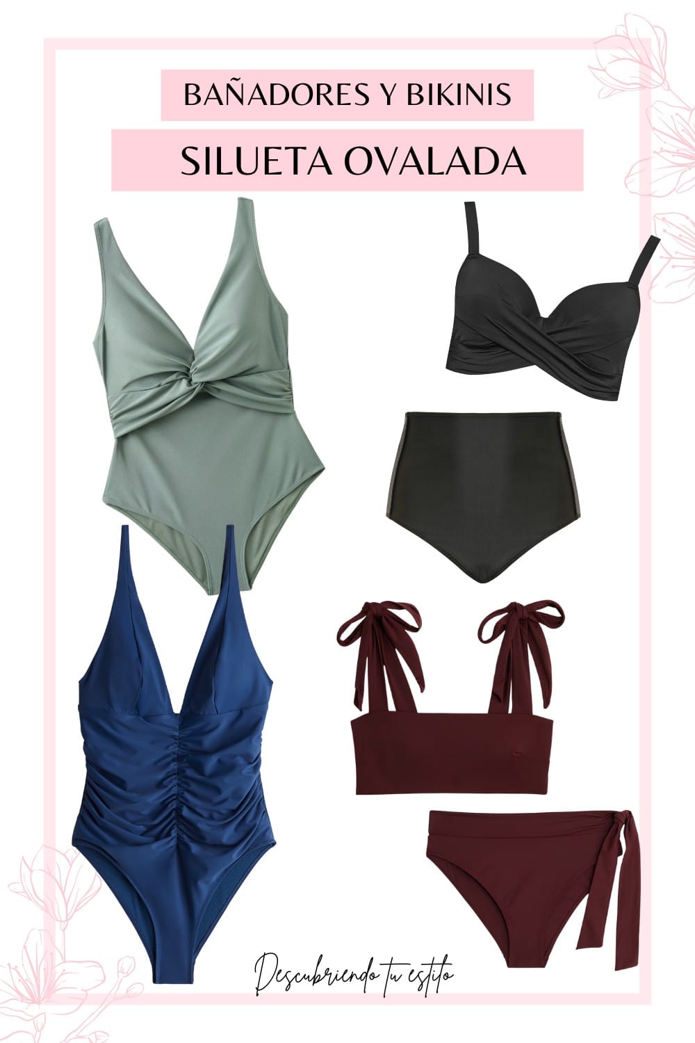 Ba&ntilde;adores y bikinis que favorecen a la silueta ovalada o cuerpo manzana