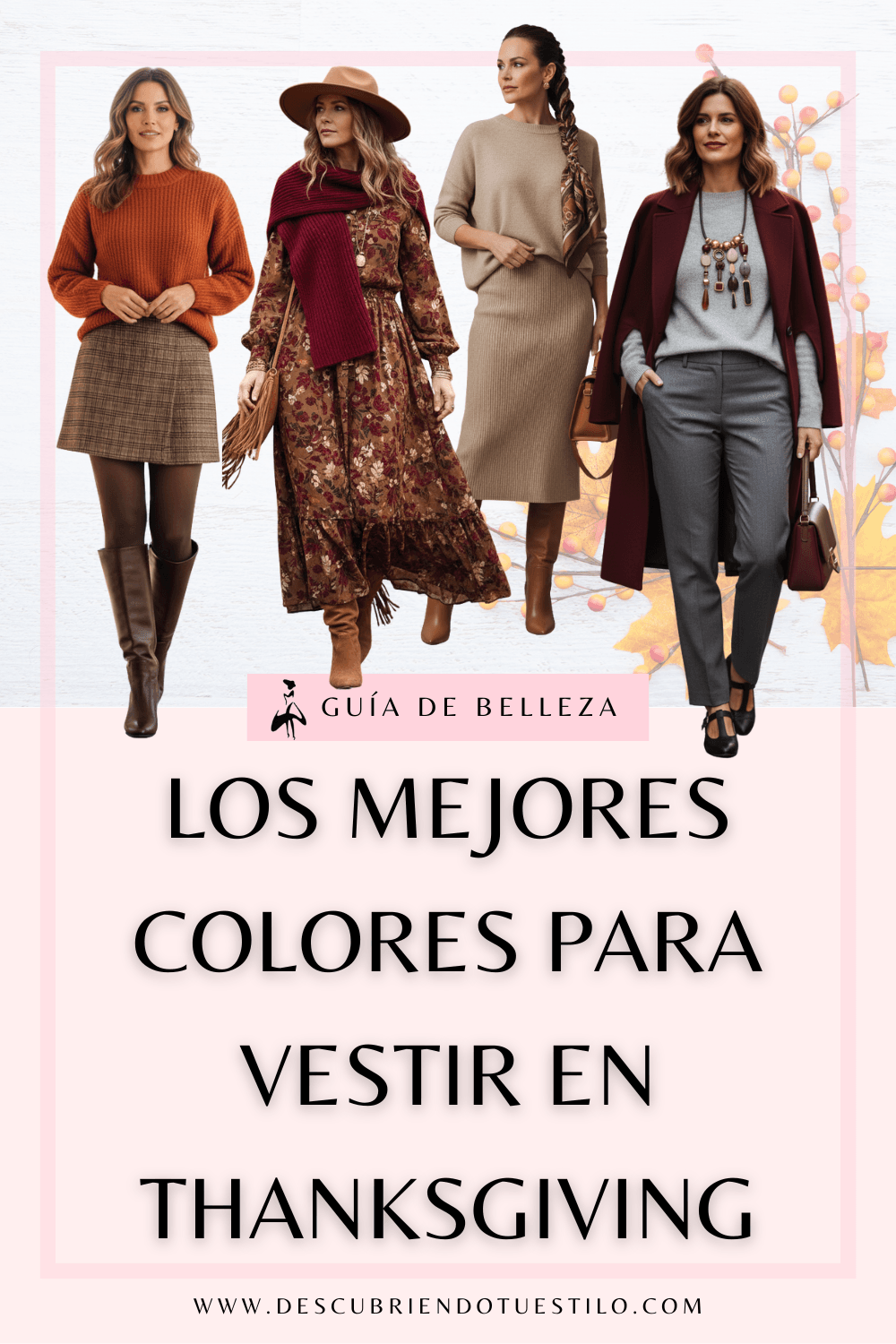 Collage con losa mejores colores para vestir en Acción de Gracias con el espíritu otoñal