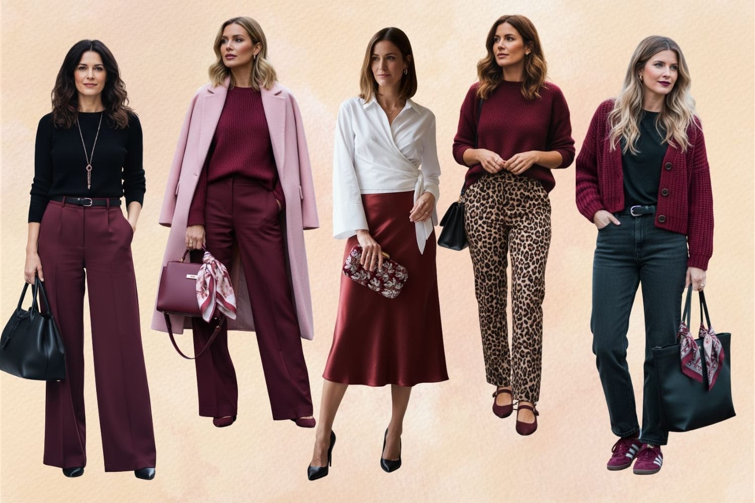 Cómo combinar el color burdeos: guía práctica con 10 looks