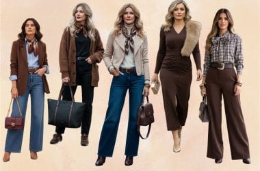 Cinco mujeres con looks casuales con prendas en color chocolate para dar ideas de cómo combinar el marrón oscuro