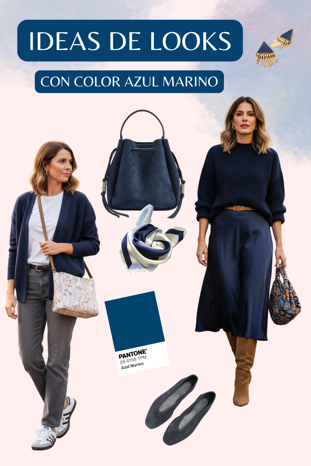 Ideas de looks con color azul marino 