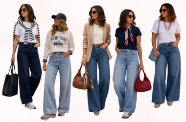 Mujeres con diferentes looks con pantalones wide leg